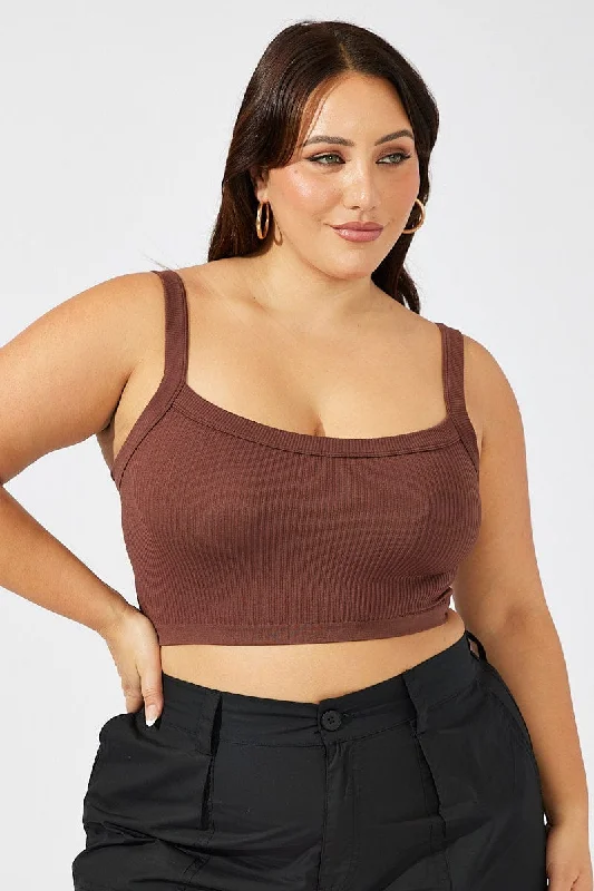 Brown Singlet Top Seamless