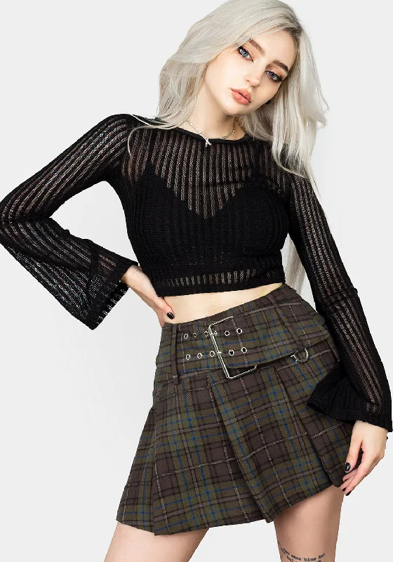 Habundia Flared Sleeve Crop Top