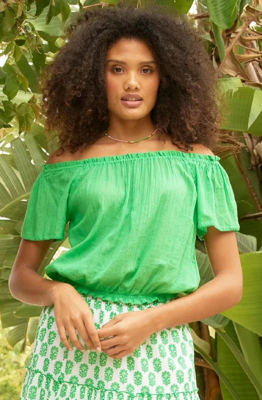 Ilana Frill Organic Cotton Gauze Top | Green