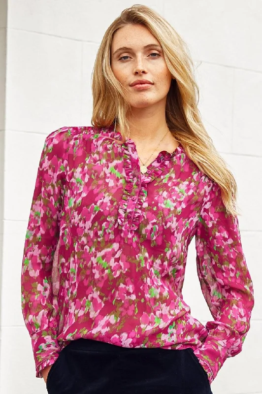 Kassidy Blouse | Hazy Floral Burgundy/Pink