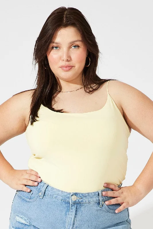 Yellow Singlet Top Scoop Neck Supersoft