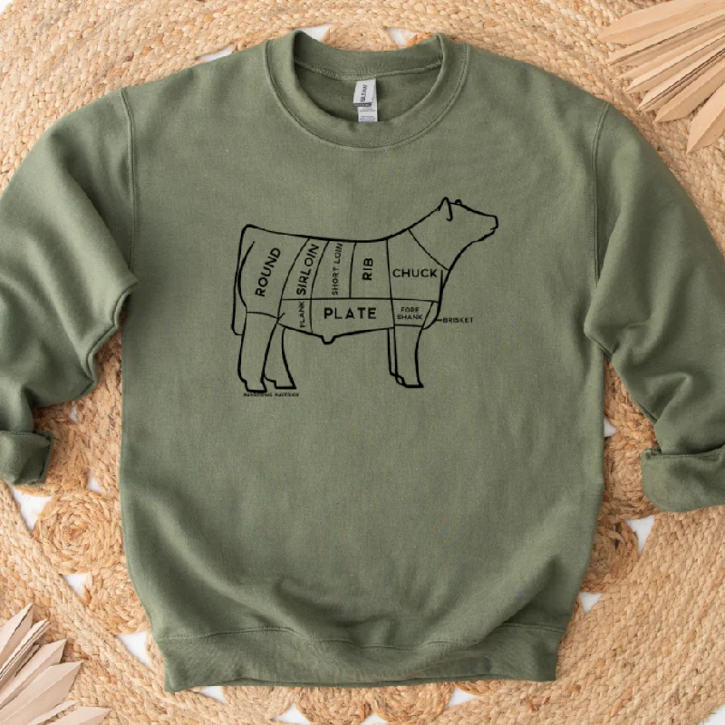 Beef Cuts Black Ink Crewneck (S-3XL) - Multiple Colors!