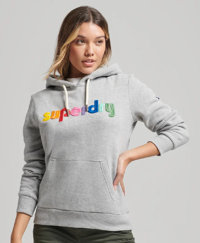 Core Logo Rainbow Hoodie | Grey Marle