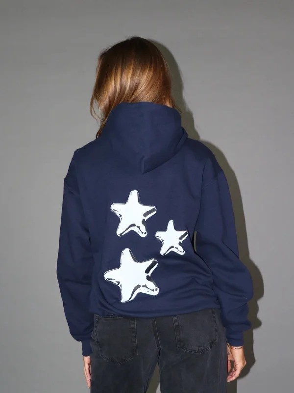 METALIC STARS HOODIE (rygprint) - NAVY