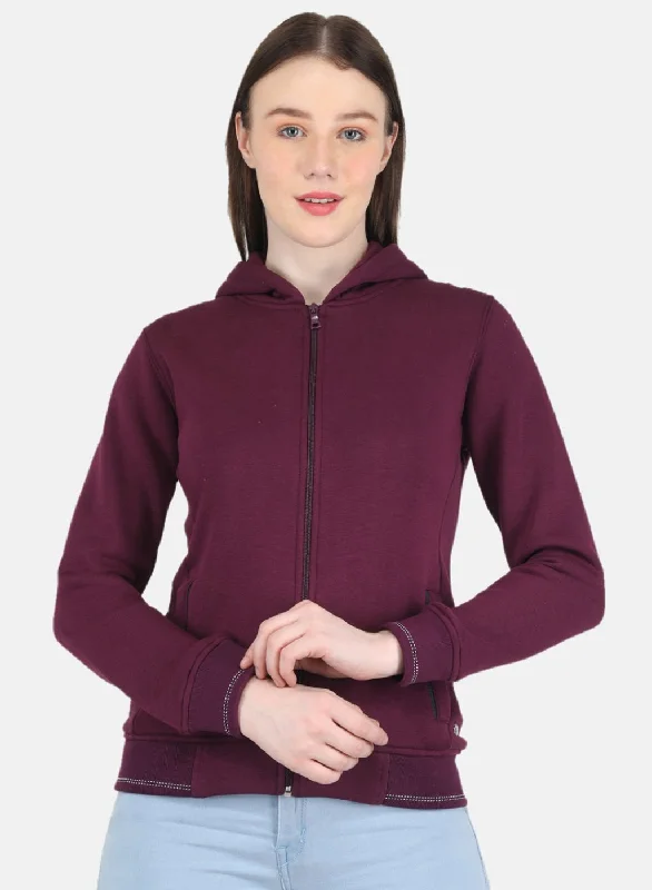 Women Purple Solid Sweatshirt