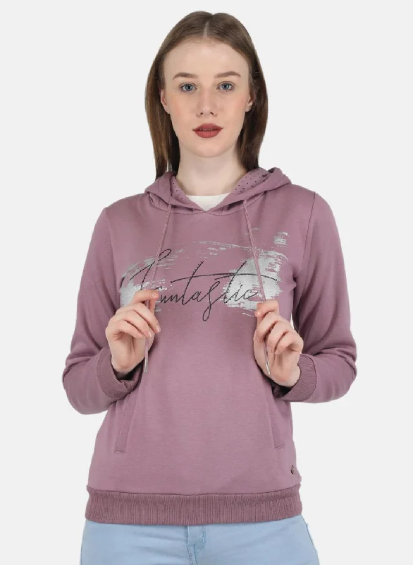 Women Purple Printed Sweatshirt