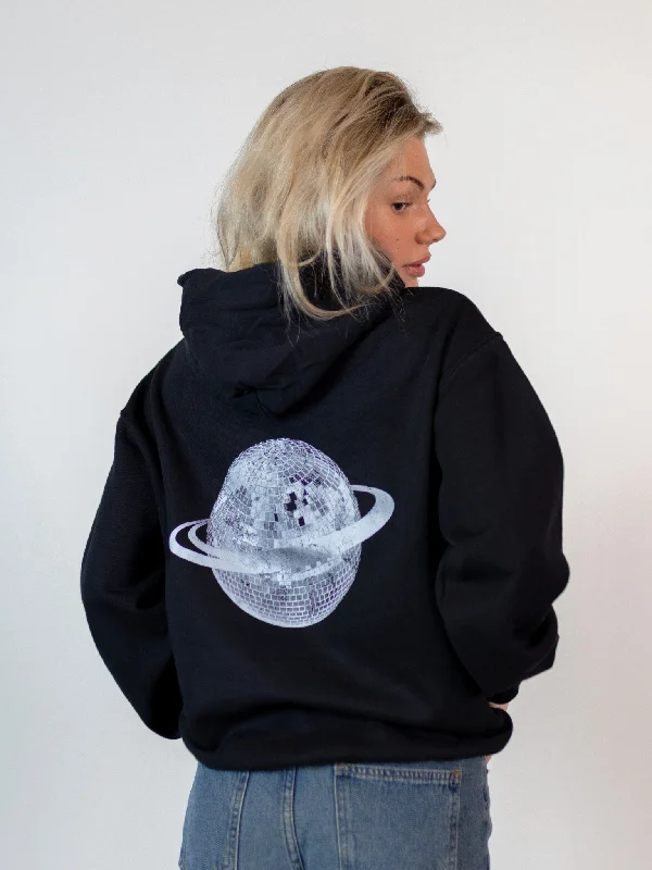 PLANET DISCO HOODIE (rygprint) - SORT