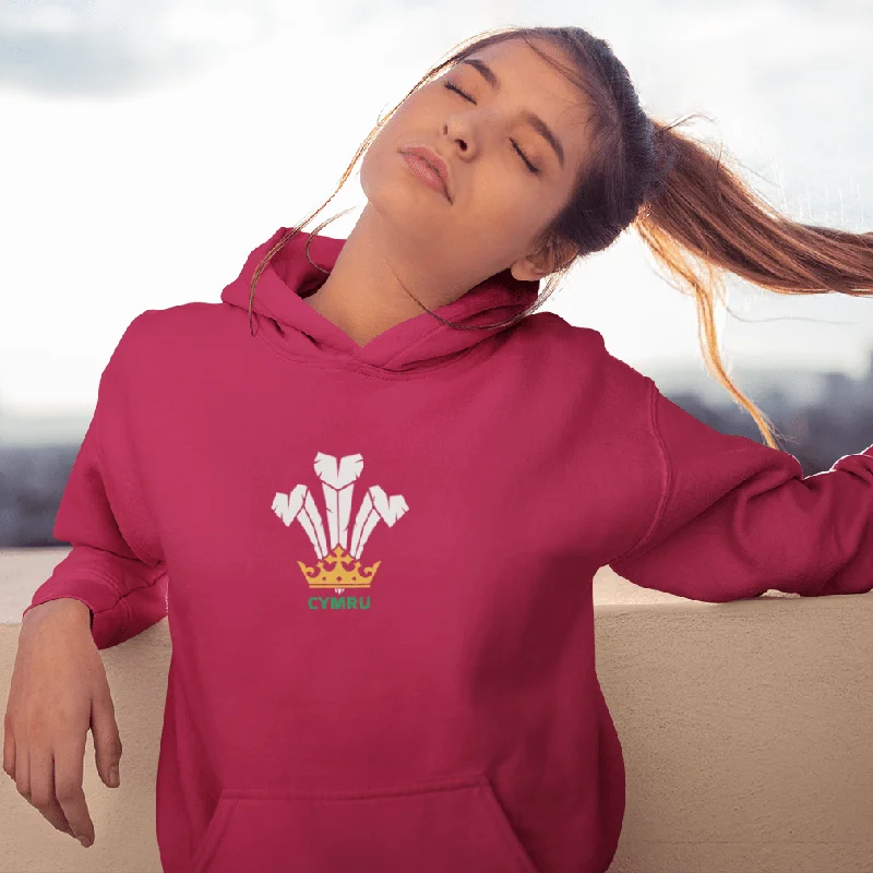 Cymru Welsh Feathers - Ladies Hoodie