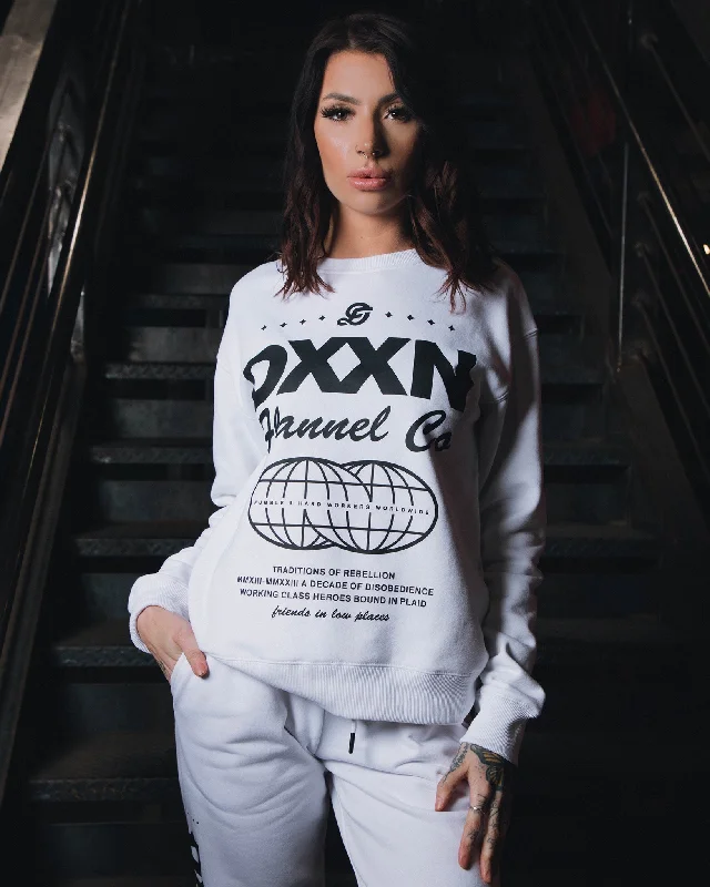 Women's Black Tech Crewneck Sweatshirt - White