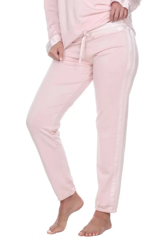 Blythe French Terry Sweat Pant With Satin Waistband And Trim In Blush