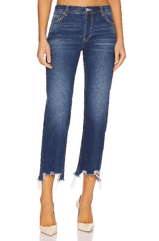 Maggie Mid Rise Straight Jeans In Rolling River