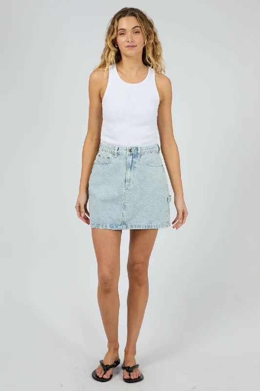 Silent Theory Cargo Denim Skirt Light Blue