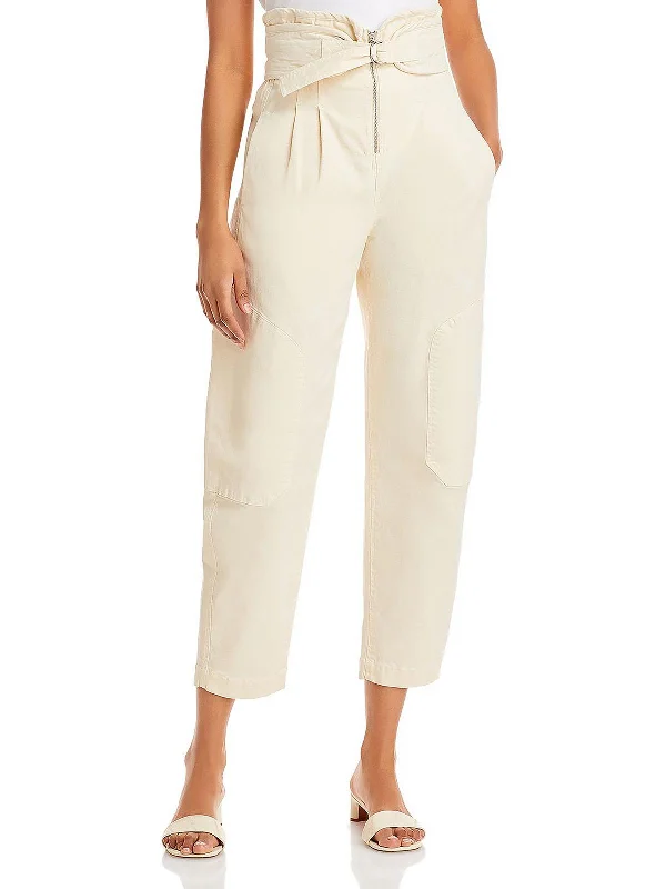 Suri Womens Canvas Belted Paperbag Pants