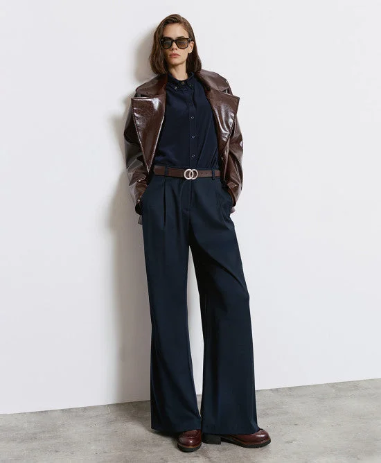 Access Fashion Navy Wide Leg Trousers