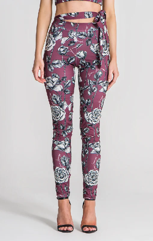 Burgundy Novel Leggings