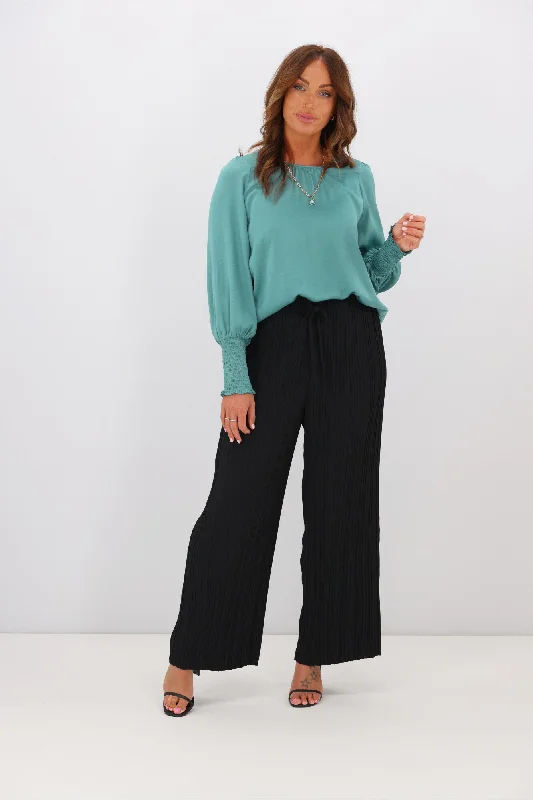 Jane James Palazzo Pleated Pants Black