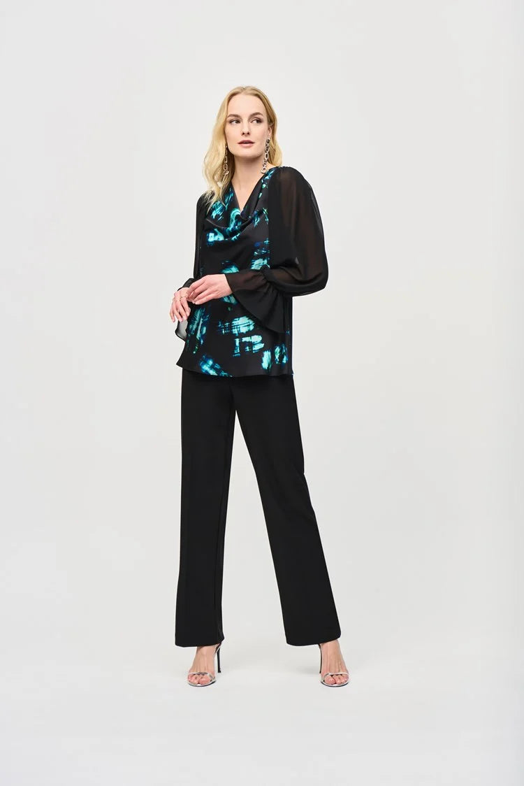 Joseph Ribkoff Black Wide-Leg Pull-On Pants